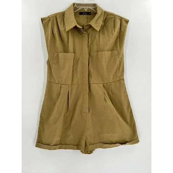 DeLuc Women’s Medium Tan Short Sleeveless Romber Summer Comfort Excellent UC - Picture 2 of 11